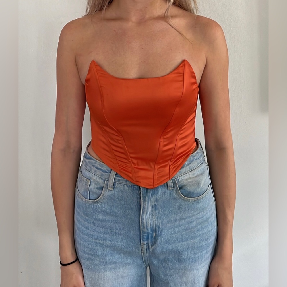 Pretty little thing orange satin corset